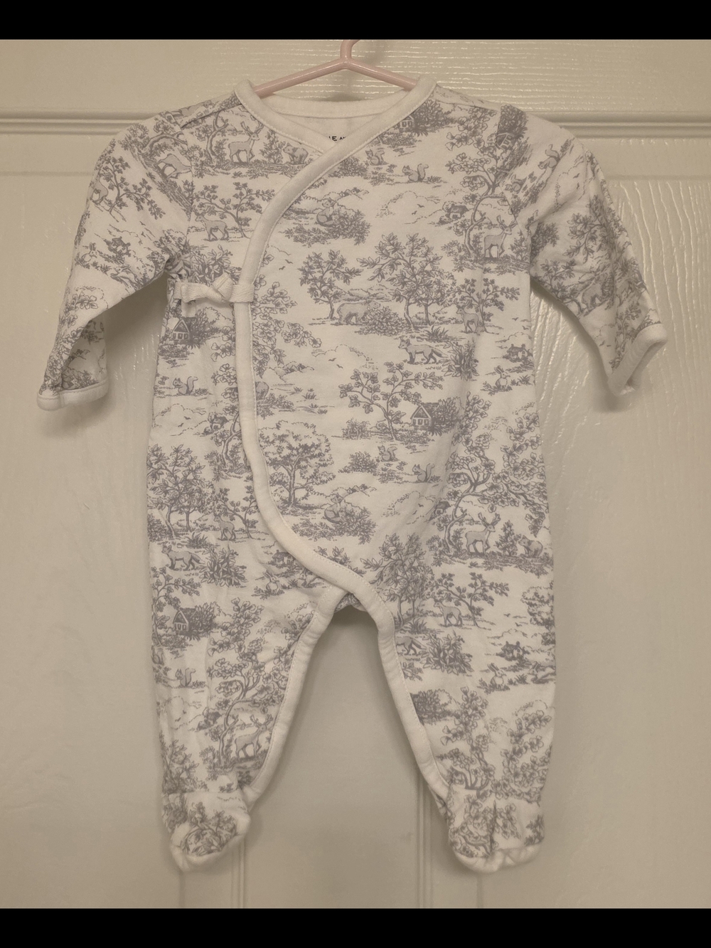 Janie & Jack Baby Woodland Toile Wrap Footed One-Piece Unisex Size 0-3 Months